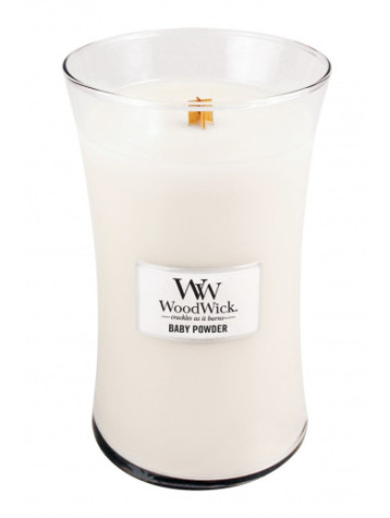 Vonná svíčka Woodwick Dětský pudr 609,5 g (Baby powder)