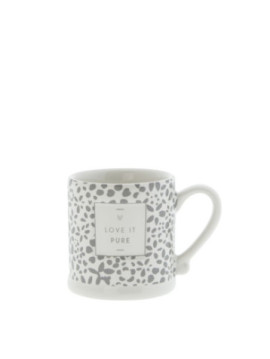 Bílý keramický hrnek na espresso s šedými kvítky Love it Pure 