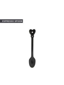 Keramická černá lžička s bílým srdíčkem 10 cm