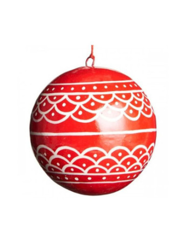 Vánoční ozdoba Koulička Red / White wavy pattern