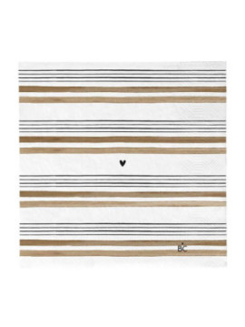 Papírové ubrousky s proužky Stripes Brown 20 ks 16,5 x 16,5 cm