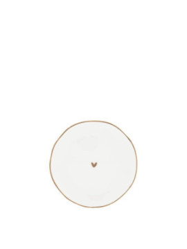 Bílý keramický talířek s karamelovým srdíčkem Brown Little Heart 13 cm 