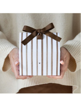 Dárková krabička Stripes Brown 14,5 x 14,5 cm