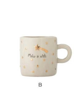 Hrnek Bloomingville CHRISTY se zlatou kometou a hvězdičkami - Make a wish