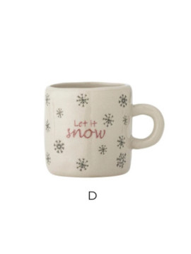 Hrnek Bloomingville CHRISTY s vločkami a nápisem - Let it snow